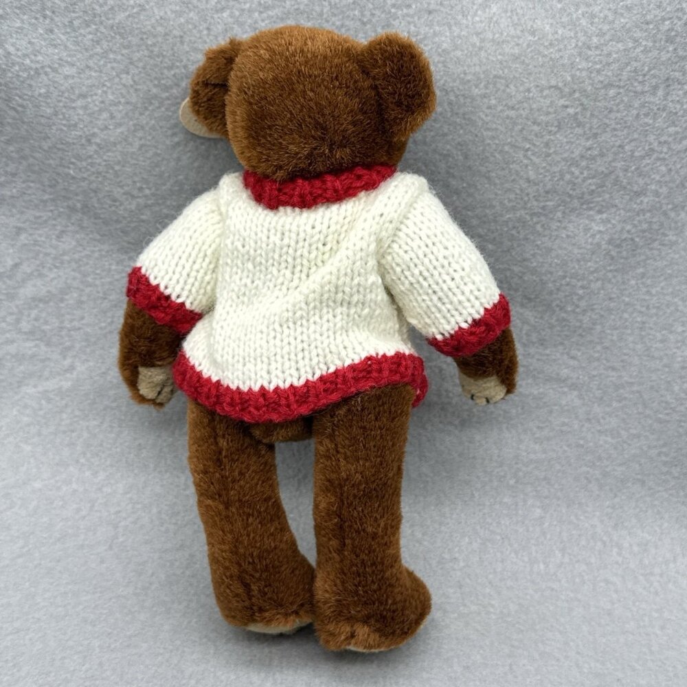 Casanova Brown Bear Attic Treasures Plushie White Sweater Heart TY 1993 Posable - Picture 4 of 8